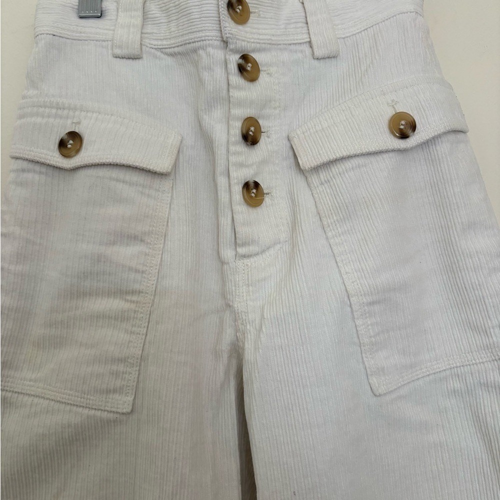 White Corduroy Pants High Rise Wide Leg Size 0